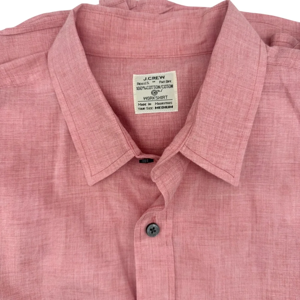 J. Crew Workshirt Mens Medium Pink Excellent Long Sleeve Cotton Button Down